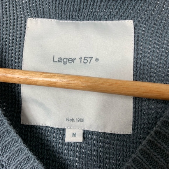 Lager 157 Knit 3/4 Sleeve Button Up Cardigan Blue - Picture 3 of 5